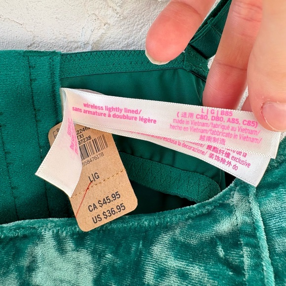 Victoria’s Secret Pink Velvet Green Corset Tank Top Large Lightly Lined NWT - Picture 9 of 9